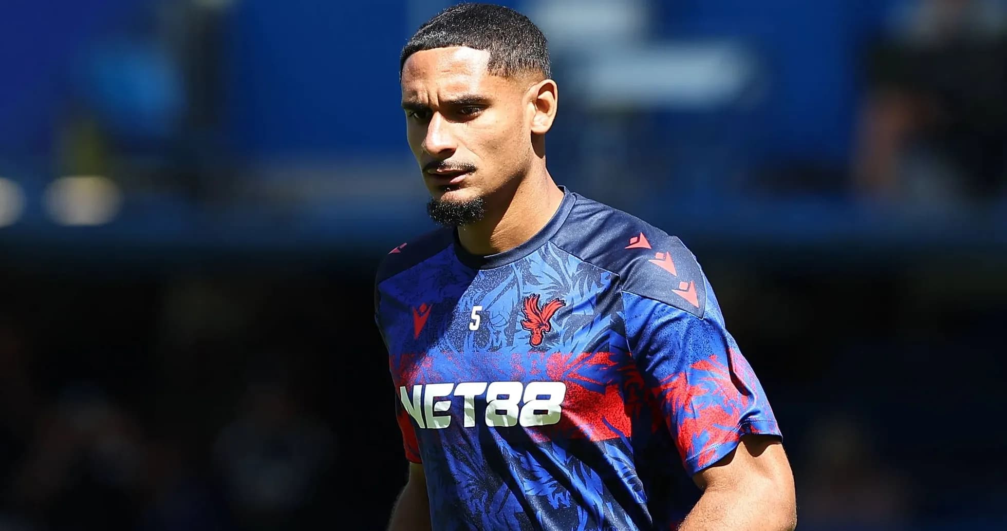 Player wearing Crystal Palace training kit on field Player wearing Crystal Palace training kit on field