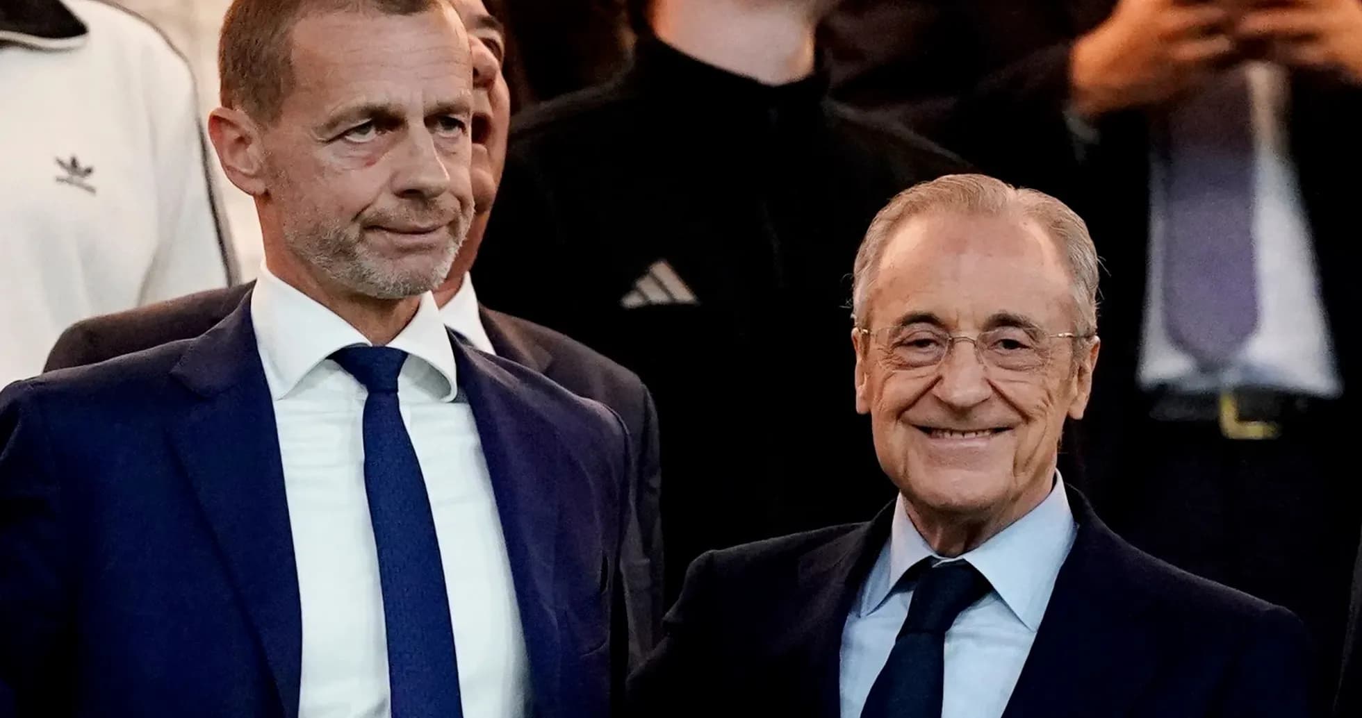 UEFA president and Real Madrid president at event UEFA president and Real Madrid president at event